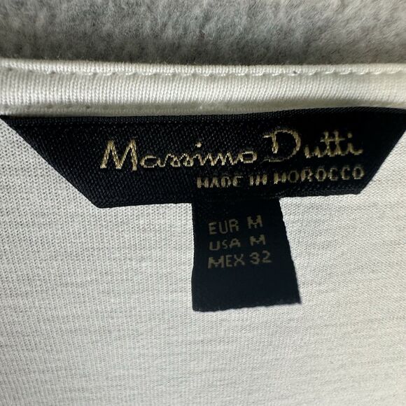 Massimo Dutti Top Medium White Womens Blend Long Sleeve V-neck Casual‎ Pintuck - Picture 9 of 12